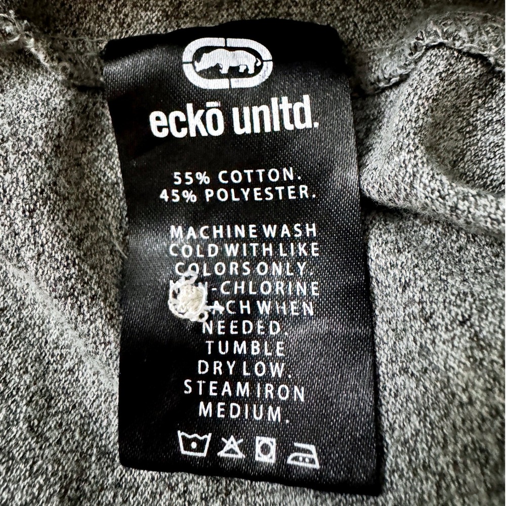 Ecko Unltd Men's XL Gray All Over Graphic Logo Polo Shirt Y2K Streetwear - Picture 6 of 6